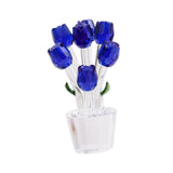 Maxbell Glass Roses Figurine 3D Wedding Roses Flowers Bouquets Ornament for Christmas blue