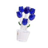 Maxbell Glass Roses Figurine 3D Wedding Roses Flowers Bouquets Ornament for Christmas blue