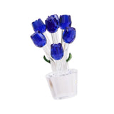 Maxbell Glass Roses Figurine 3D Wedding Roses Flowers Bouquets Ornament for Christmas blue