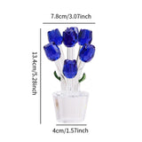 Maxbell Glass Roses Figurine 3D Wedding Roses Flowers Bouquets Ornament for Christmas blue