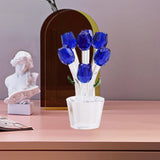 Maxbell Glass Roses Figurine 3D Wedding Roses Flowers Bouquets Ornament for Christmas blue