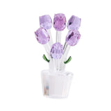 Maxbell Glass Roses Figurine 3D Wedding Roses Flowers Bouquets Ornament for Christmas purple