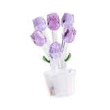 Maxbell Glass Roses Figurine 3D Wedding Roses Flowers Bouquets Ornament for Christmas purple