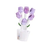 Maxbell Glass Roses Figurine 3D Wedding Roses Flowers Bouquets Ornament for Christmas purple