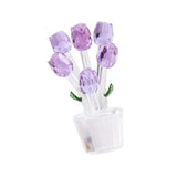 Maxbell Glass Roses Figurine 3D Wedding Roses Flowers Bouquets Ornament for Christmas purple