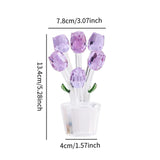 Maxbell Glass Roses Figurine 3D Wedding Roses Flowers Bouquets Ornament for Christmas purple