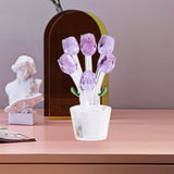 Maxbell Glass Roses Figurine 3D Wedding Roses Flowers Bouquets Ornament for Christmas purple