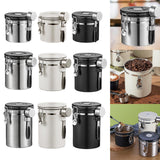 Maxbell Coffee Canister Utensils Airtight Storage Tank for Nuts Loose Leaf Tea Salts 1.2L Silver