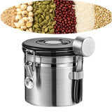 Maxbell Coffee Canister Utensils Airtight Storage Tank for Nuts Loose Leaf Tea Salts 1.2L Silver