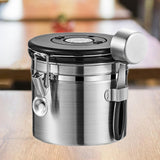Maxbell Coffee Canister Utensils Airtight Storage Tank for Nuts Loose Leaf Tea Salts 1.2L Silver