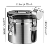 Maxbell Coffee Canister Utensils Airtight Storage Tank for Nuts Loose Leaf Tea Salts 1.2L Silver