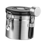 Maxbell Coffee Canister Utensils Airtight Storage Tank for Nuts Loose Leaf Tea Salts 1.2L Silver