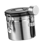 Maxbell Coffee Canister Utensils Airtight Storage Tank for Nuts Loose Leaf Tea Salts 1.2L Silver