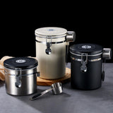 Maxbell Coffee Canister Utensils Airtight Storage Tank for Nuts Loose Leaf Tea Salts 1.2L Silver