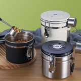 Maxbell Coffee Canister Utensils Airtight Storage Tank for Nuts Loose Leaf Tea Salts 1.2L Silver