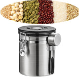 Maxbell Coffee Canister Utensils Airtight Storage Tank for Nuts Loose Leaf Tea Salts 1.5L Silver