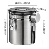 Maxbell Coffee Canister Utensils Airtight Storage Tank for Nuts Loose Leaf Tea Salts 1.5L Silver