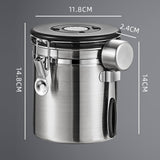 Maxbell Coffee Canister Utensils Airtight Storage Tank for Nuts Loose Leaf Tea Salts 1.5L Silver