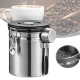Maxbell Coffee Canister Utensils Airtight Storage Tank for Nuts Loose Leaf Tea Salts 1.5L Silver