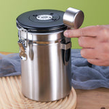 Maxbell Coffee Canister Utensils Airtight Storage Tank for Nuts Loose Leaf Tea Salts 1.8L Silver