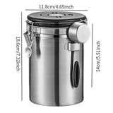 Maxbell Coffee Canister Utensils Airtight Storage Tank for Nuts Loose Leaf Tea Salts 1.8L Silver