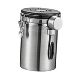 Maxbell Coffee Canister Utensils Airtight Storage Tank for Nuts Loose Leaf Tea Salts 1.8L Silver