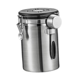 Maxbell Coffee Canister Utensils Airtight Storage Tank for Nuts Loose Leaf Tea Salts 1.8L Silver