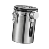Maxbell Coffee Canister Utensils Airtight Storage Tank for Nuts Loose Leaf Tea Salts 1.8L Silver