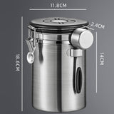 Maxbell Coffee Canister Utensils Airtight Storage Tank for Nuts Loose Leaf Tea Salts 1.8L Silver
