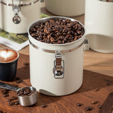 Maxbell Coffee Canister Utensils Airtight Storage Tank for Nuts Loose Leaf Tea Salts 1.2L White
