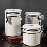 Maxbell Coffee Canister Utensils Airtight Storage Tank for Nuts Loose Leaf Tea Salts 1.2L White