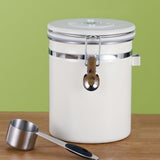 Maxbell Coffee Canister Utensils Airtight Storage Tank for Nuts Loose Leaf Tea Salts 1.5L White