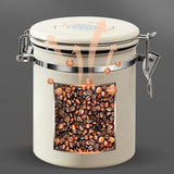 Maxbell Coffee Canister Utensils Airtight Storage Tank for Nuts Loose Leaf Tea Salts 1.5L White