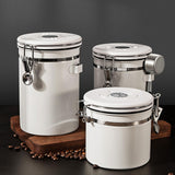 Maxbell Coffee Canister Utensils Airtight Storage Tank for Nuts Loose Leaf Tea Salts 1.5L White