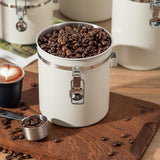 Maxbell Coffee Canister Utensils Airtight Storage Tank for Nuts Loose Leaf Tea Salts 1.5L White