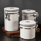 Maxbell Coffee Canister Utensils Airtight Storage Tank for Nuts Loose Leaf Tea Salts 1.8L White