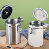 Maxbell Coffee Canister Utensils Airtight Storage Tank for Nuts Loose Leaf Tea Salts 1.8L White