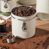 Maxbell Coffee Canister Utensils Airtight Storage Tank for Nuts Loose Leaf Tea Salts 1.8L White