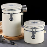 Maxbell Coffee Canister Utensils Airtight Storage Tank for Nuts Loose Leaf Tea Salts 1.8L White