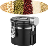 Maxbell Coffee Canister Utensils Airtight Storage Tank for Nuts Loose Leaf Tea Salts 1.2L Black
