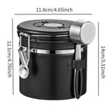 Maxbell Coffee Canister Utensils Airtight Storage Tank for Nuts Loose Leaf Tea Salts 1.2L Black