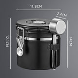Maxbell Coffee Canister Utensils Airtight Storage Tank for Nuts Loose Leaf Tea Salts 1.2L Black