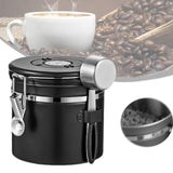 Maxbell Coffee Canister Utensils Airtight Storage Tank for Nuts Loose Leaf Tea Salts 1.2L Black