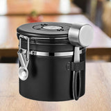 Maxbell Coffee Canister Utensils Airtight Storage Tank for Nuts Loose Leaf Tea Salts 1.2L Black
