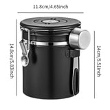 Maxbell Coffee Canister Utensils Airtight Storage Tank for Nuts Loose Leaf Tea Salts 1.5L Black