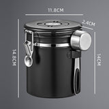 Maxbell Coffee Canister Utensils Airtight Storage Tank for Nuts Loose Leaf Tea Salts 1.5L Black