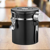Maxbell Coffee Canister Utensils Airtight Storage Tank for Nuts Loose Leaf Tea Salts 1.5L Black