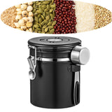 Maxbell Coffee Canister Utensils Airtight Storage Tank for Nuts Loose Leaf Tea Salts 1.5L Black