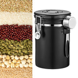 Maxbell Coffee Canister Utensils Airtight Storage Tank for Nuts Loose Leaf Tea Salts 1.8L Black