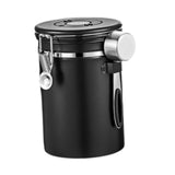 Maxbell Coffee Canister Utensils Airtight Storage Tank for Nuts Loose Leaf Tea Salts 1.8L Black
